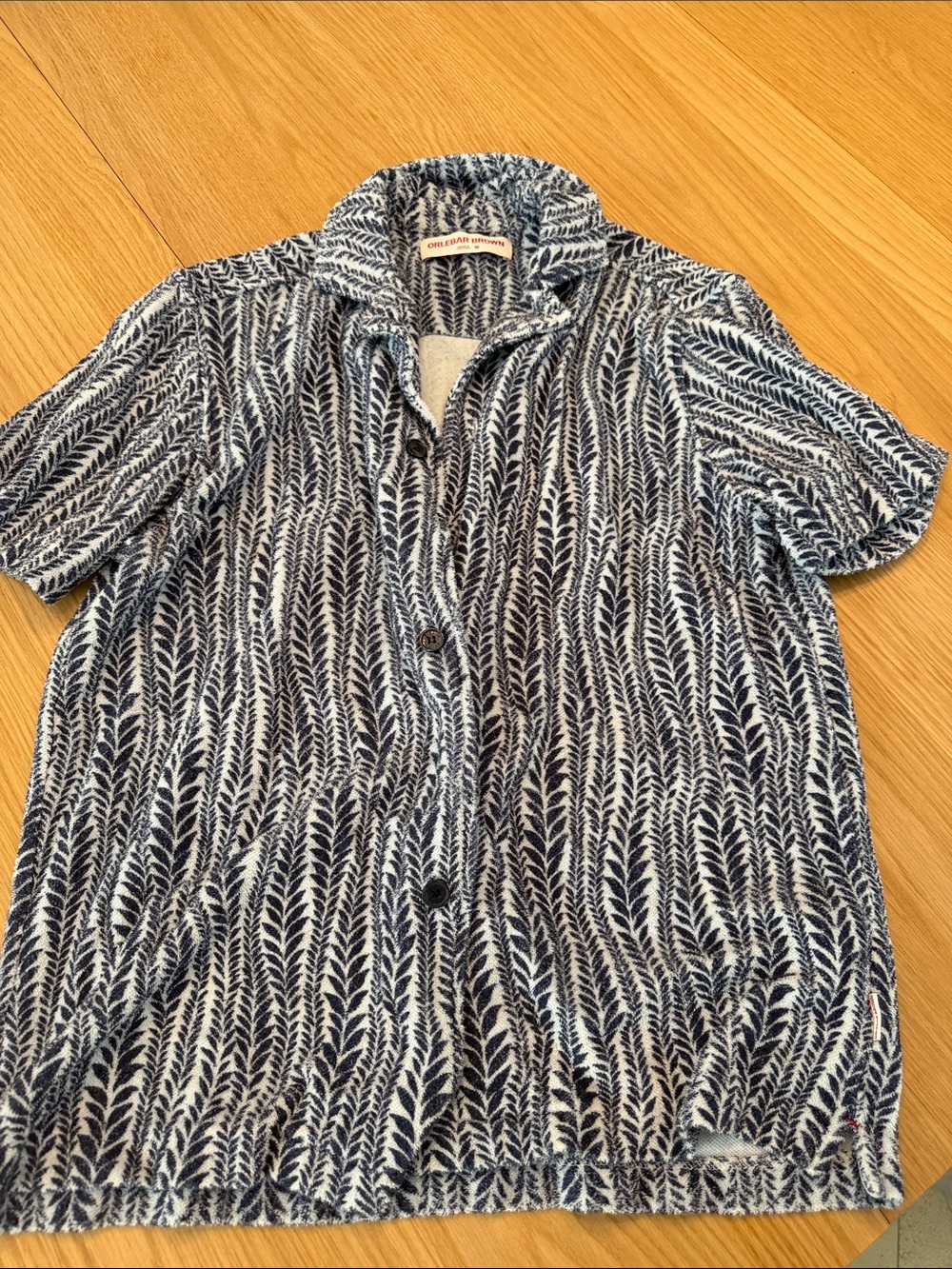 Orlebar brown men’s size M blue terry towel button up